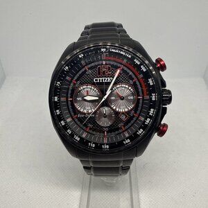 Citizen Eco-Drive Black Chronograph Watch CA4195-51E Men's Stainless Steel READ